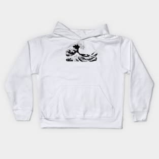 The Underwave off Kanagawa Black and White Sketch Kids Hoodie